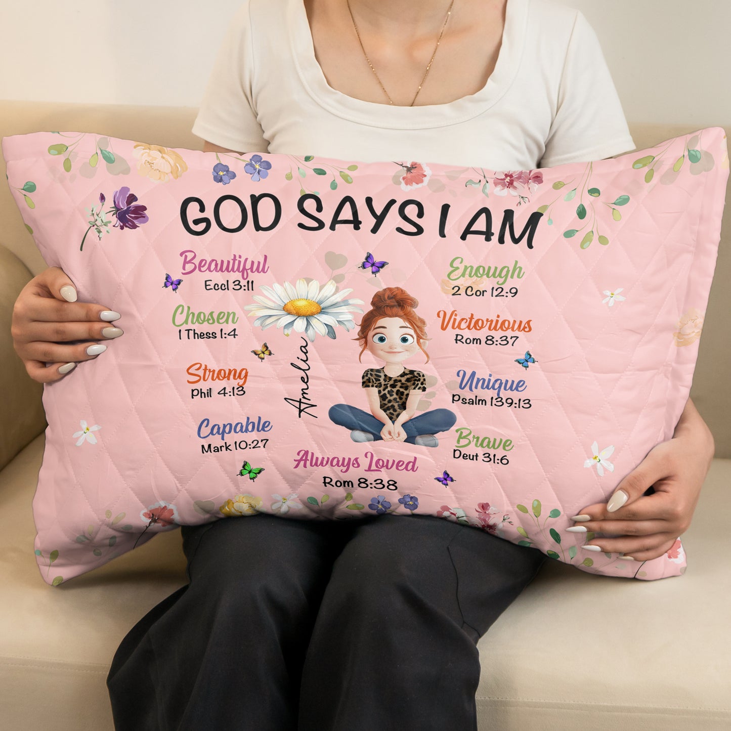 Kid Birth Flower God Says I Am - Custom Quilt Set
