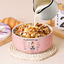 Kid Birth Flower God Says I Am - Personalized Ceramic Bowl