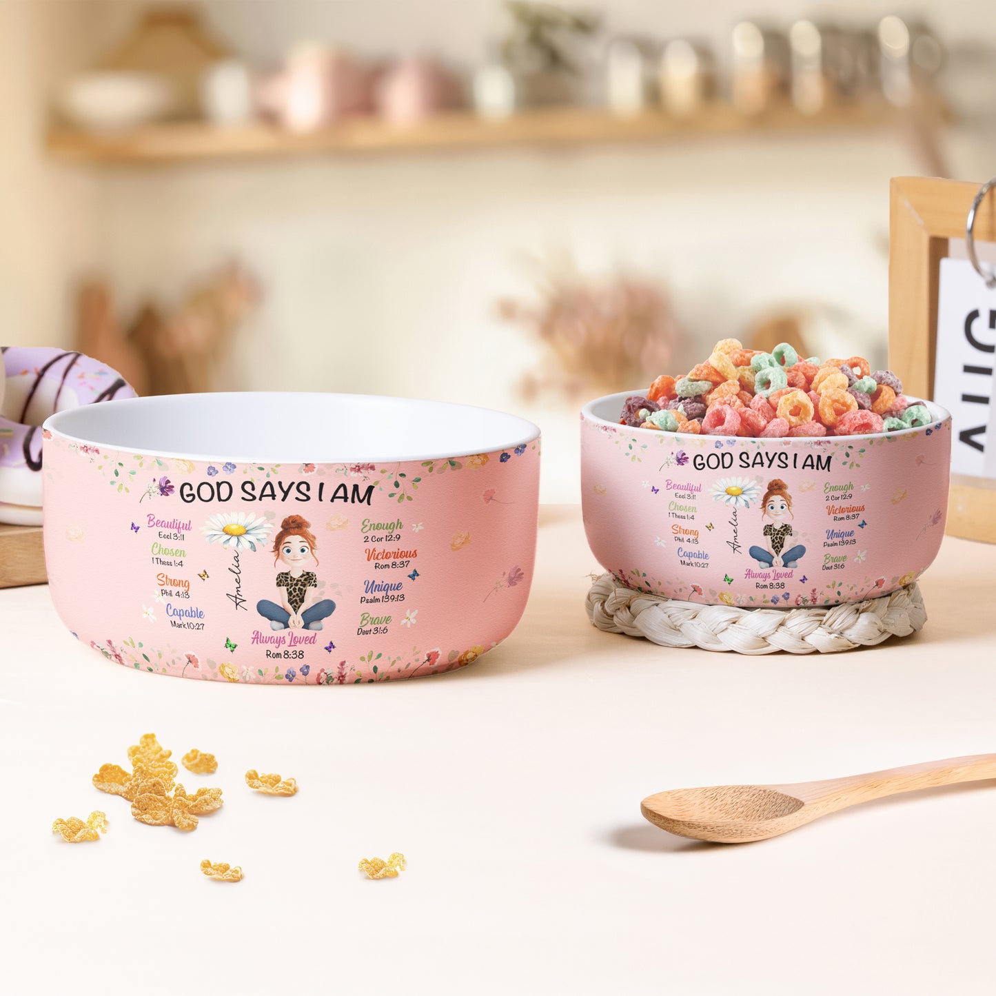 Kid Birth Flower God Says I Am - Personalized Ceramic Bowl