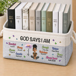 Kid Birth Flower God Says I Am - Personalized Storage Basket