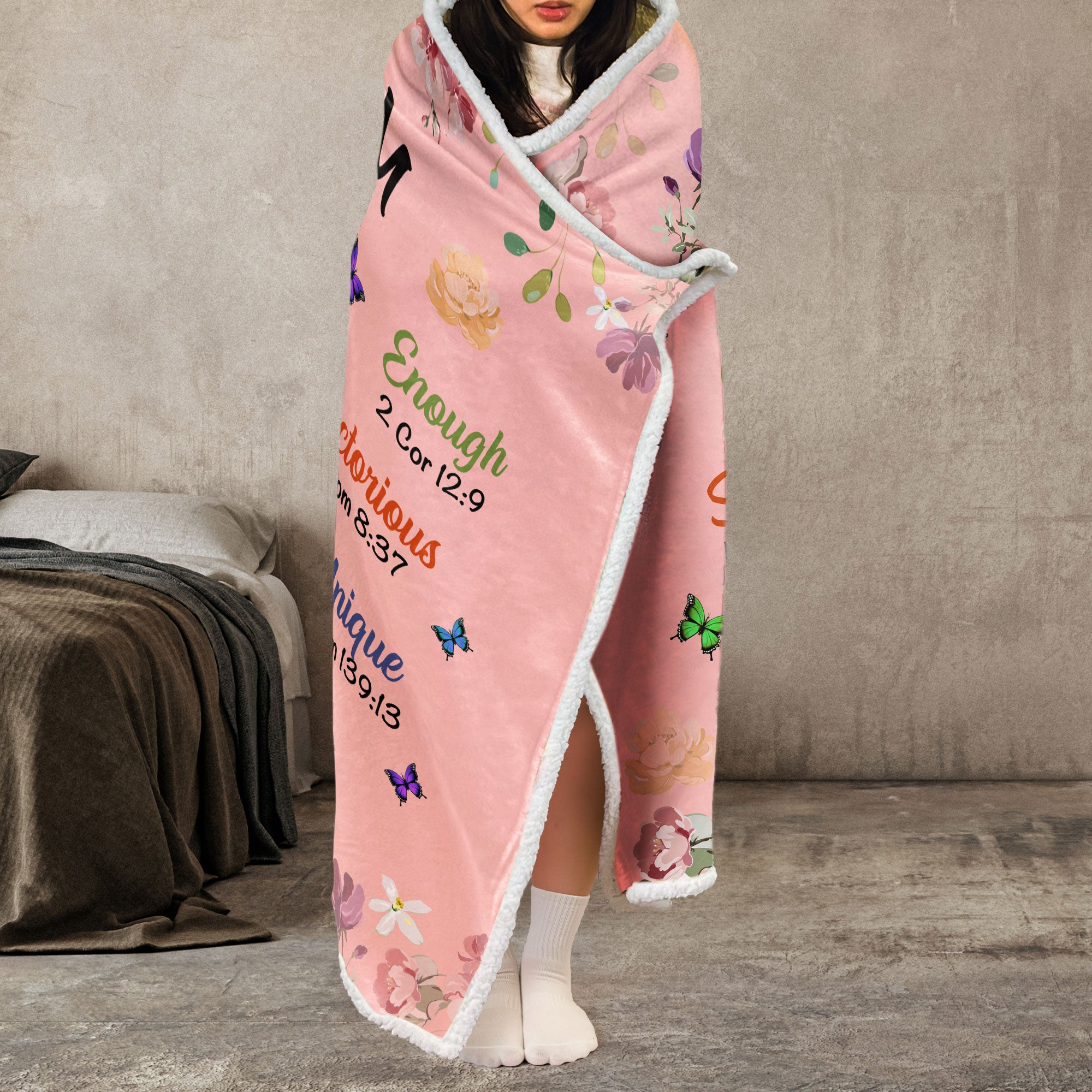 Kid Birth Flower God Says I Am - Personalized Wearable Blanket Hoodie