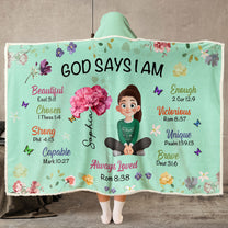 Kid Birth Flower God Says I Am - Personalized Wearable Blanket Hoodie