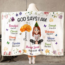 Kid Birth Flower God Says I Am - Personalized Wearable Blanket Hoodie