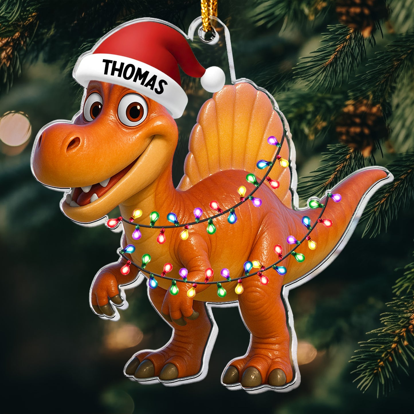 Kid Cartoon Christmas Dinosaurus - Personalized Acrylic Ornament