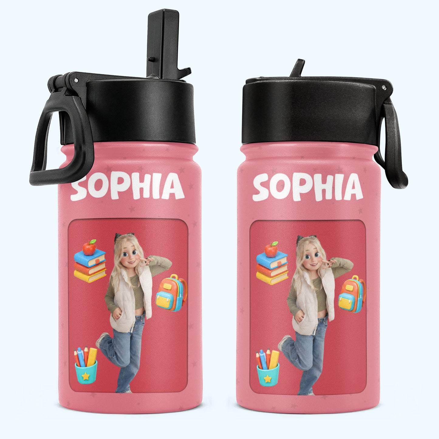 Kid Cartoon Style - Personalized Water Bottle