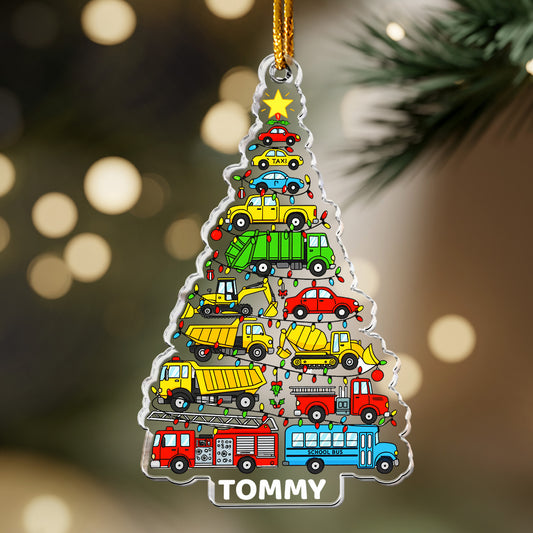 Kid Construction Dinosaur Unicorn Mermaid Christmas Tree - Personalized Acrylic Ornament