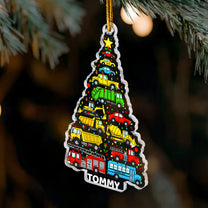 Kid Construction Dinosaur Unicorn Mermaid Christmas Tree - Personalized Acrylic Ornament