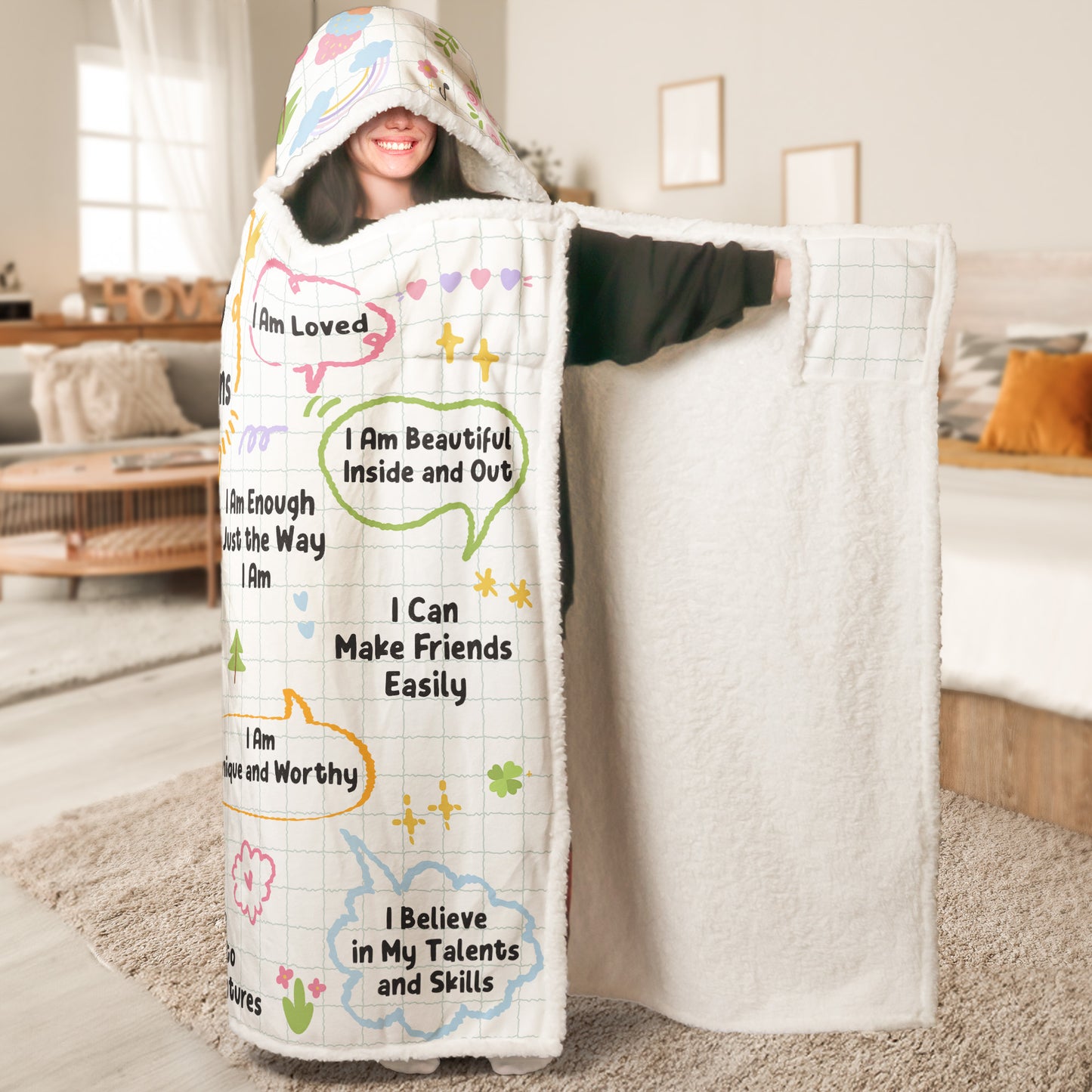 Kid Daily Affirmation - Personalized Wearable Blanket Hoodie