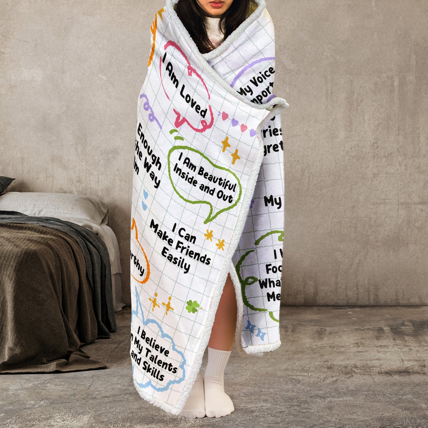 Kid Daily Affirmation - Personalized Wearable Blanket Hoodie