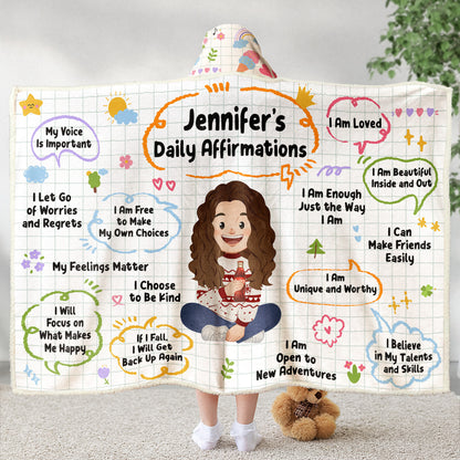 Kid Daily Affirmation - Personalized Wearable Blanket Hoodie