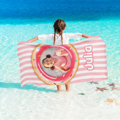 Kid Float Pool Party - Personalized Photo Beach Towel