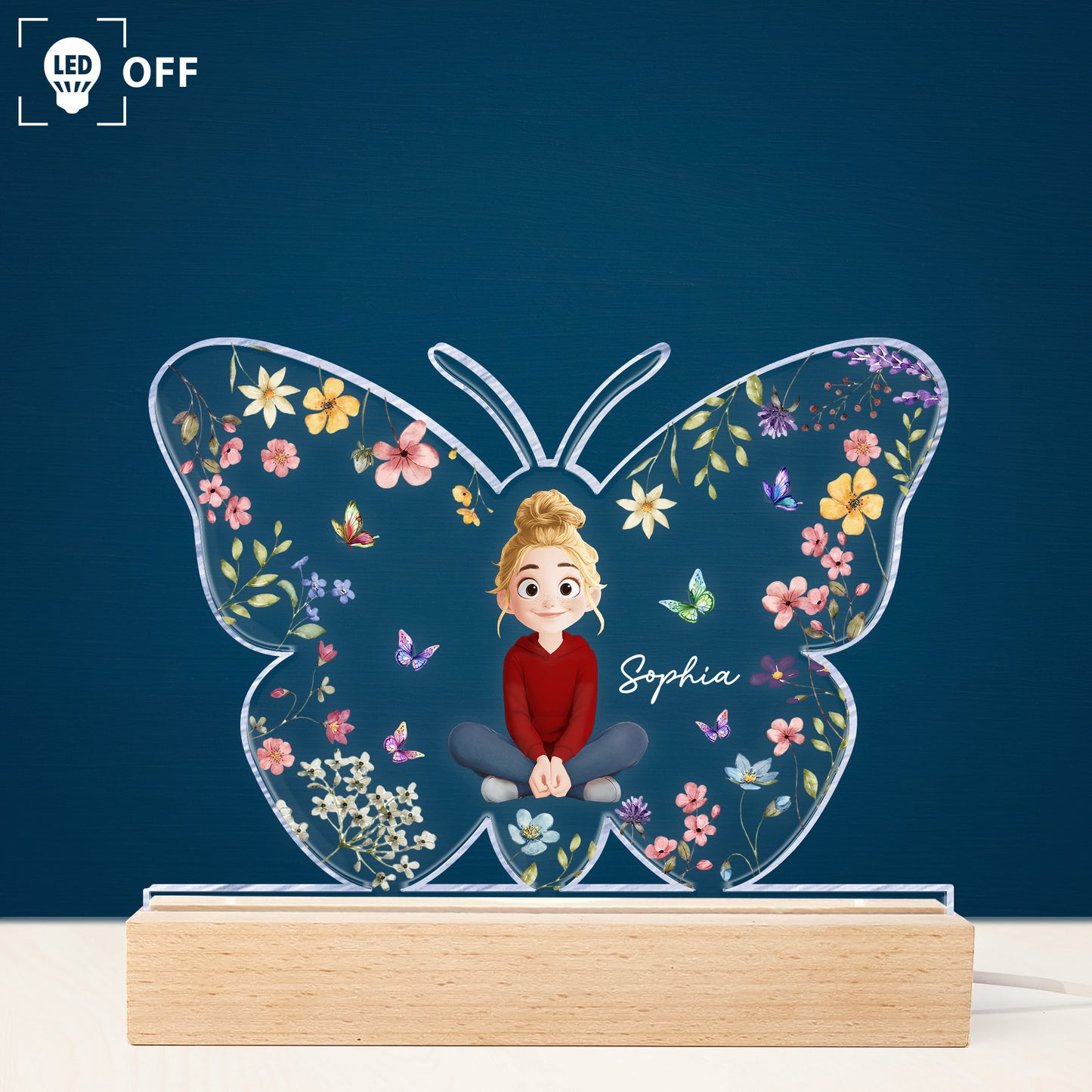 Kid Floral Butterfly - Personalized LED Light