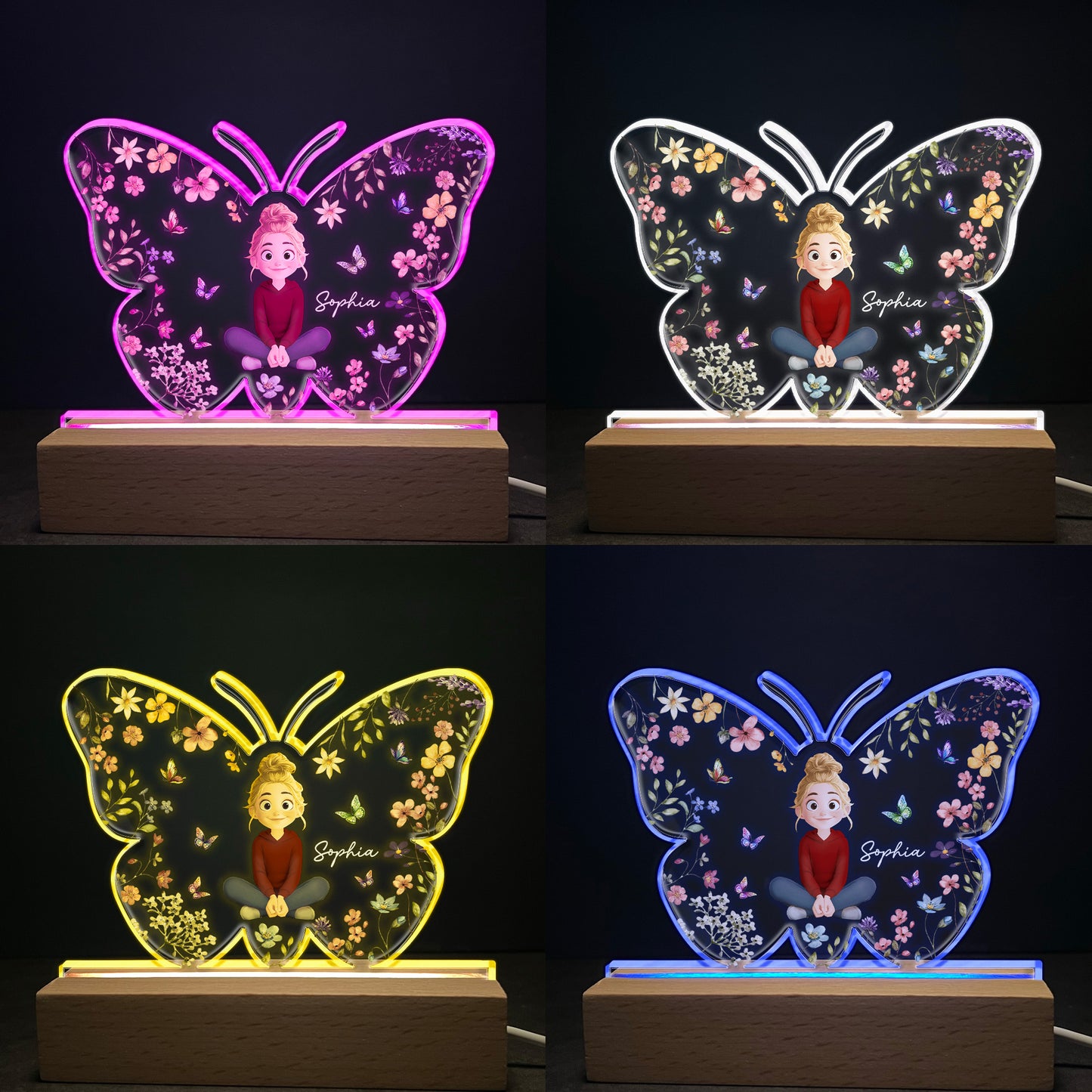 Kid Floral Butterfly - Personalized LED Light