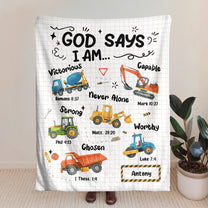 Kid God Says I Am - Personalized Blanket