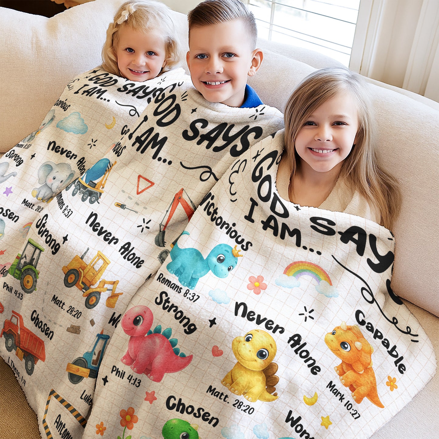 Kid God Says I Am - Personalized Blanket