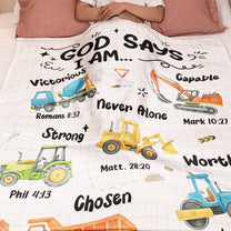 Kid God Says I Am - Personalized Blanket