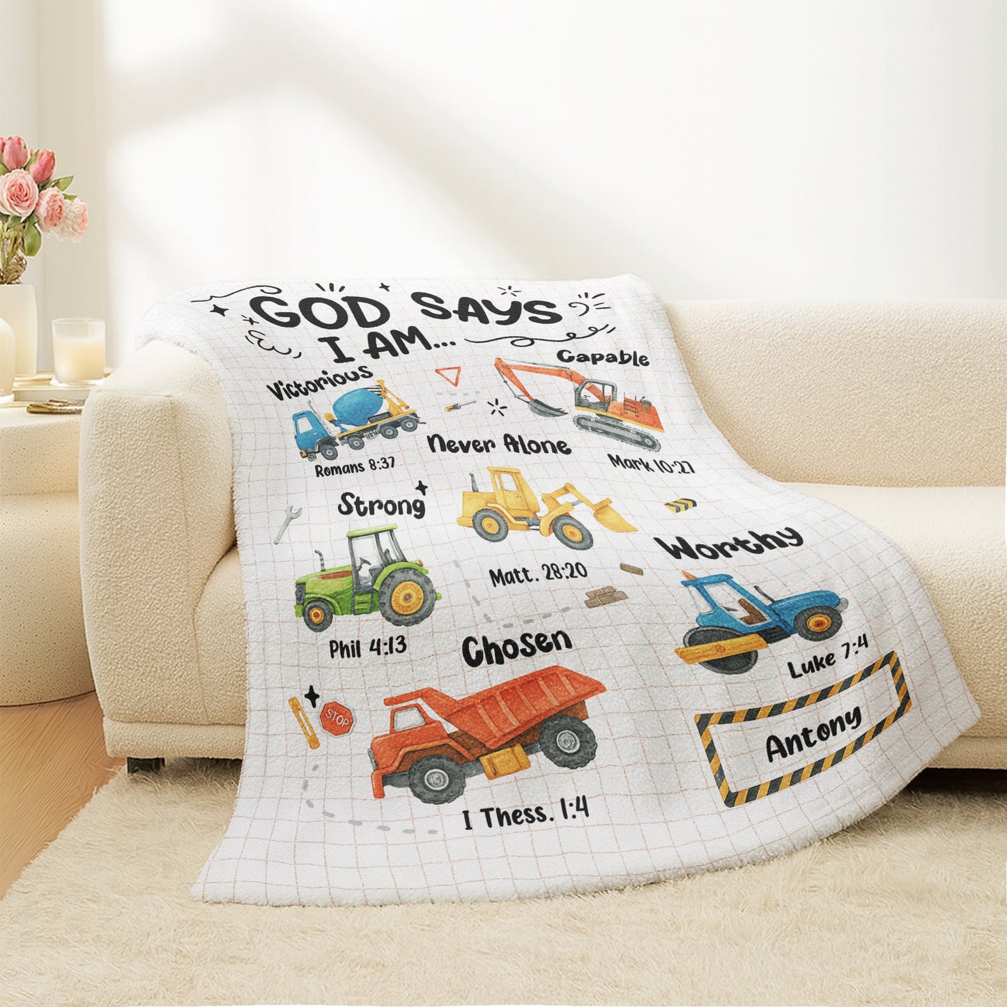 Kid God Says I Am - Personalized Blanket