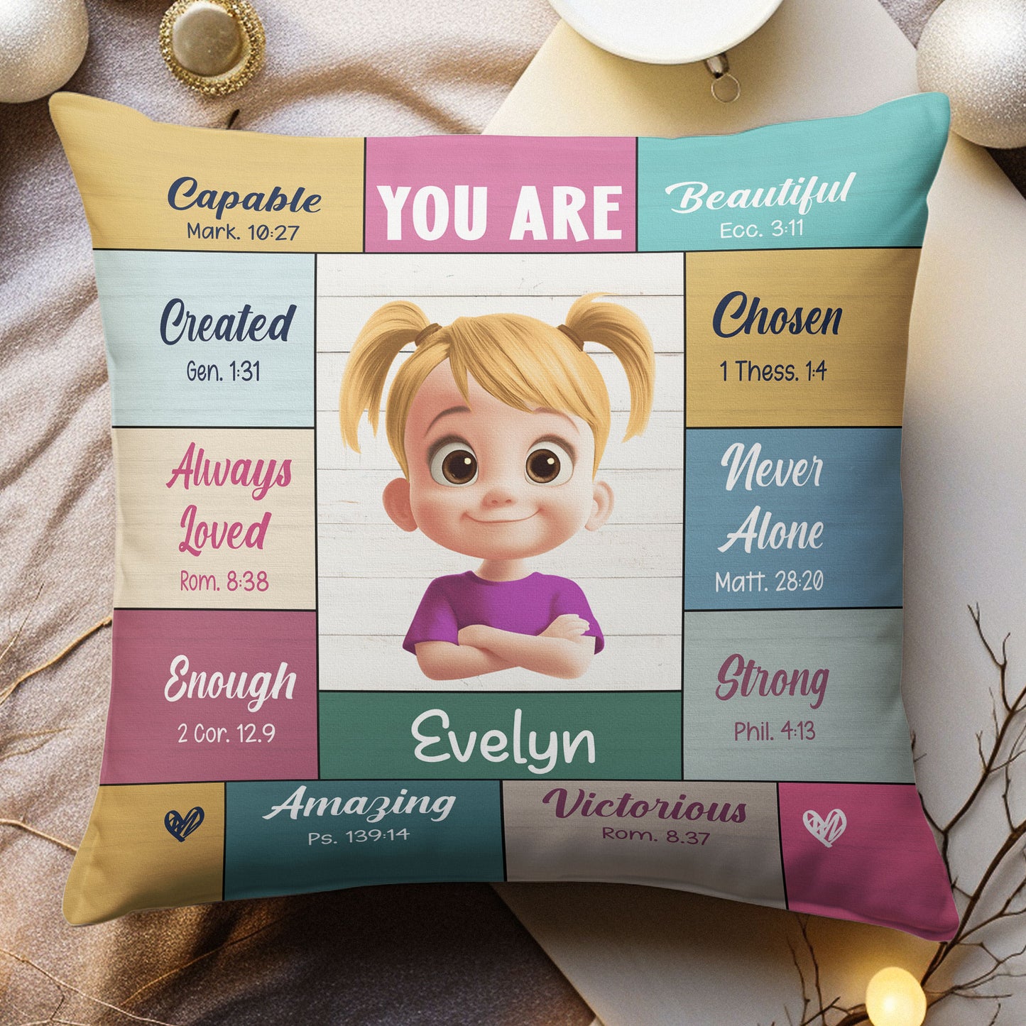 Kid God Says You Are Bible Verse - Personalized Pillow (Insert Included)