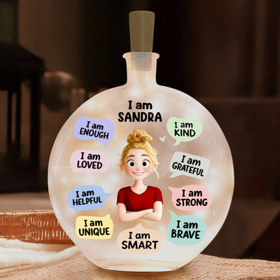 Kid I Am Kind Affirmation - Personalized Round Flat Bottle Light