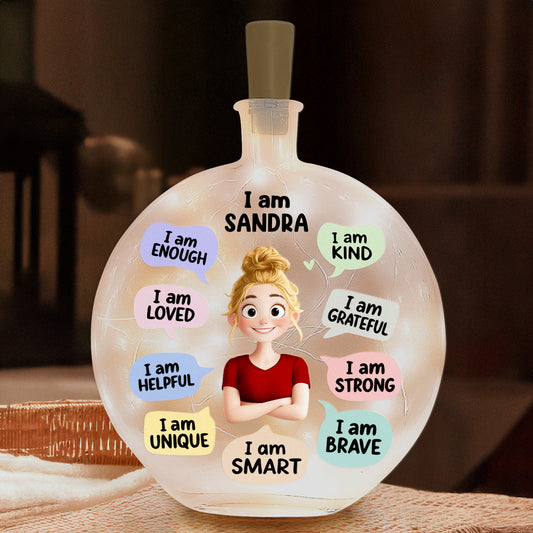 Kid I Am Kind Affirmation - Personalized Round Flat Bottle Light