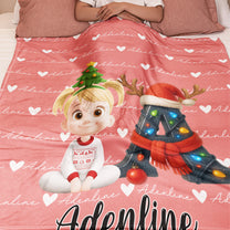Kid Initial Word Christmas - Personalized Blanket
