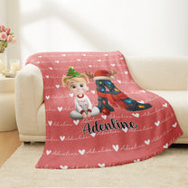 Kid Initial Word Christmas - Personalized Blanket