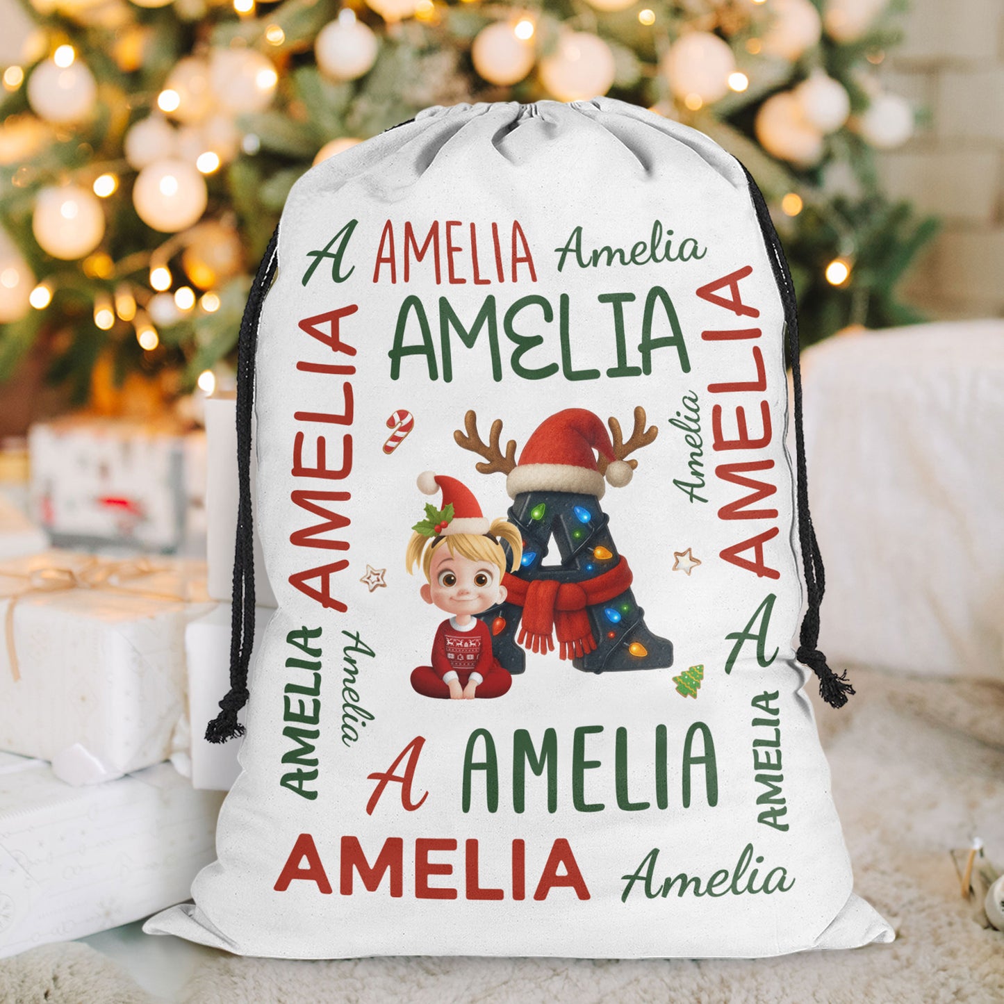 Kid Name Christmas Alphabet - Personalized Christmas Sack