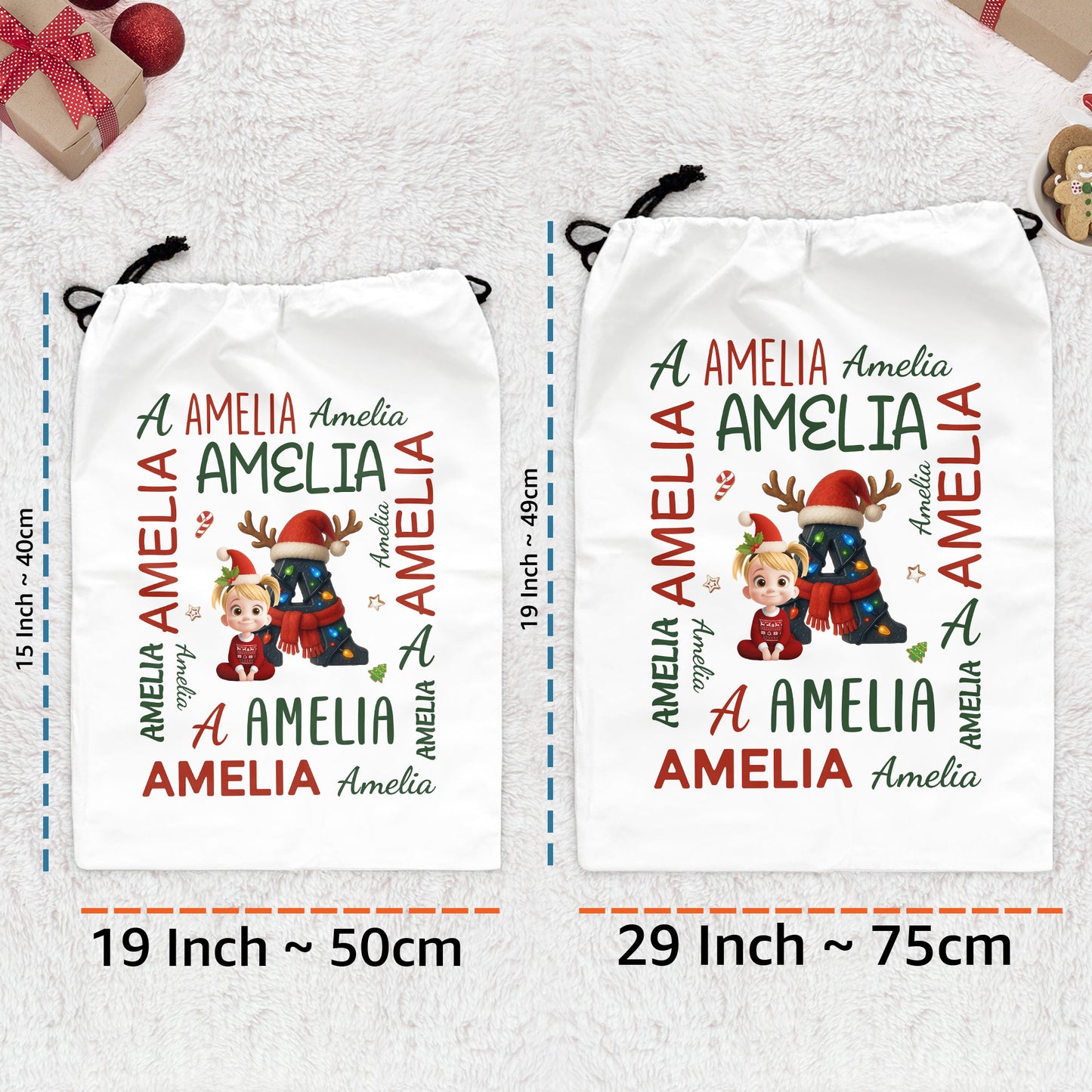 Kid Name Christmas Alphabet - Personalized Christmas Sack