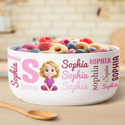Kid Name Pattern - Personalized Ceramic Bowl