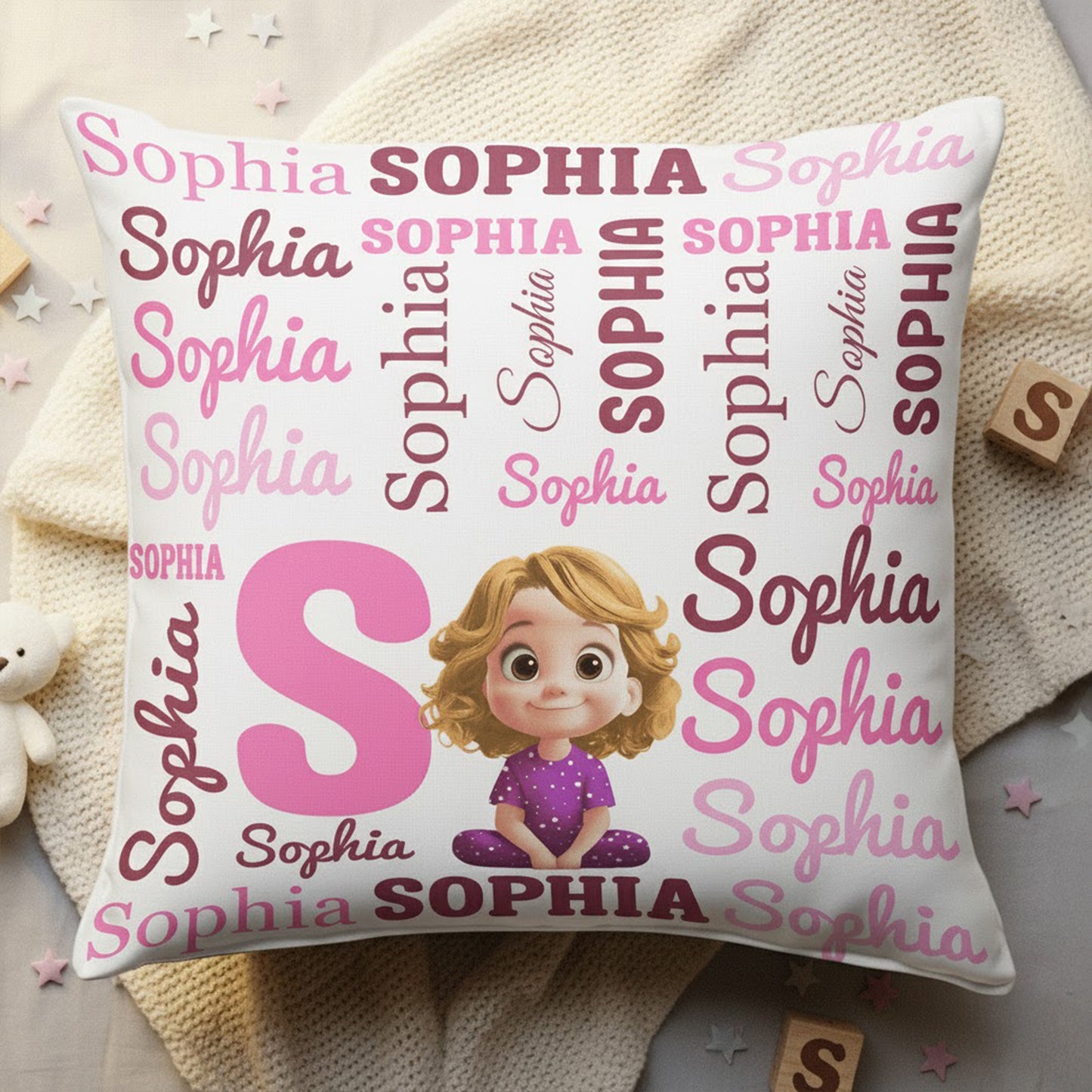 Kid Name Pattern - Personalized Pillow (Insert Included)