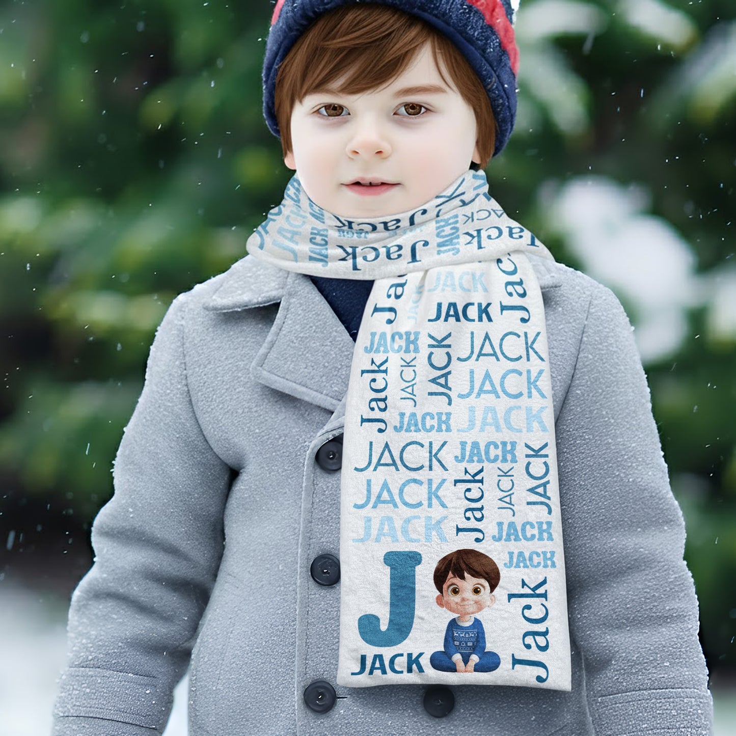 Kid Name Pattern - Personalized Kid's Fleece Scarf