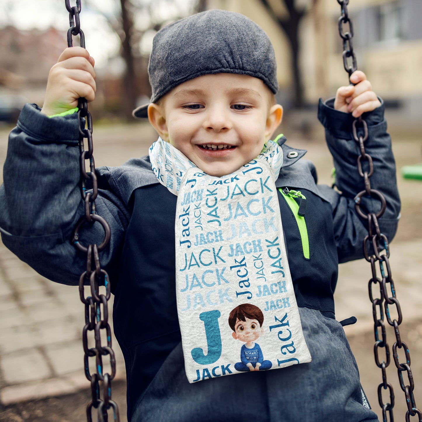 Kid Name Pattern - Personalized Kid's Fleece Scarf