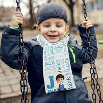 Kid Name Pattern - Personalized Kid's Fleece Scarf