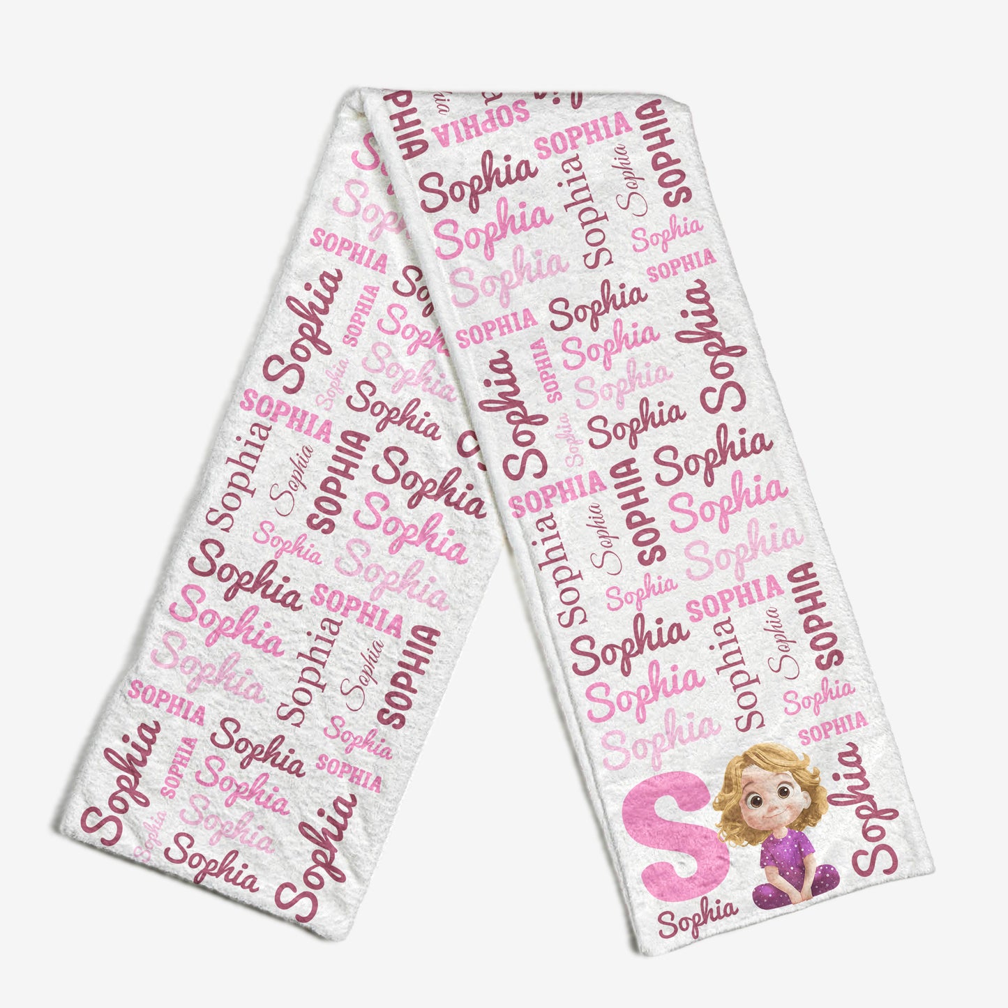 Kid Name Pattern - Personalized Kid's Fleece Scarf