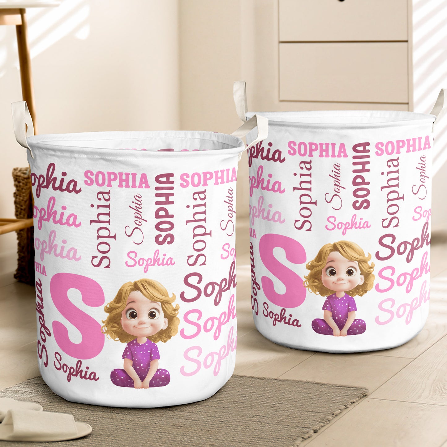 Kid Name Pattern - Personalized Laundry Storage Basket
