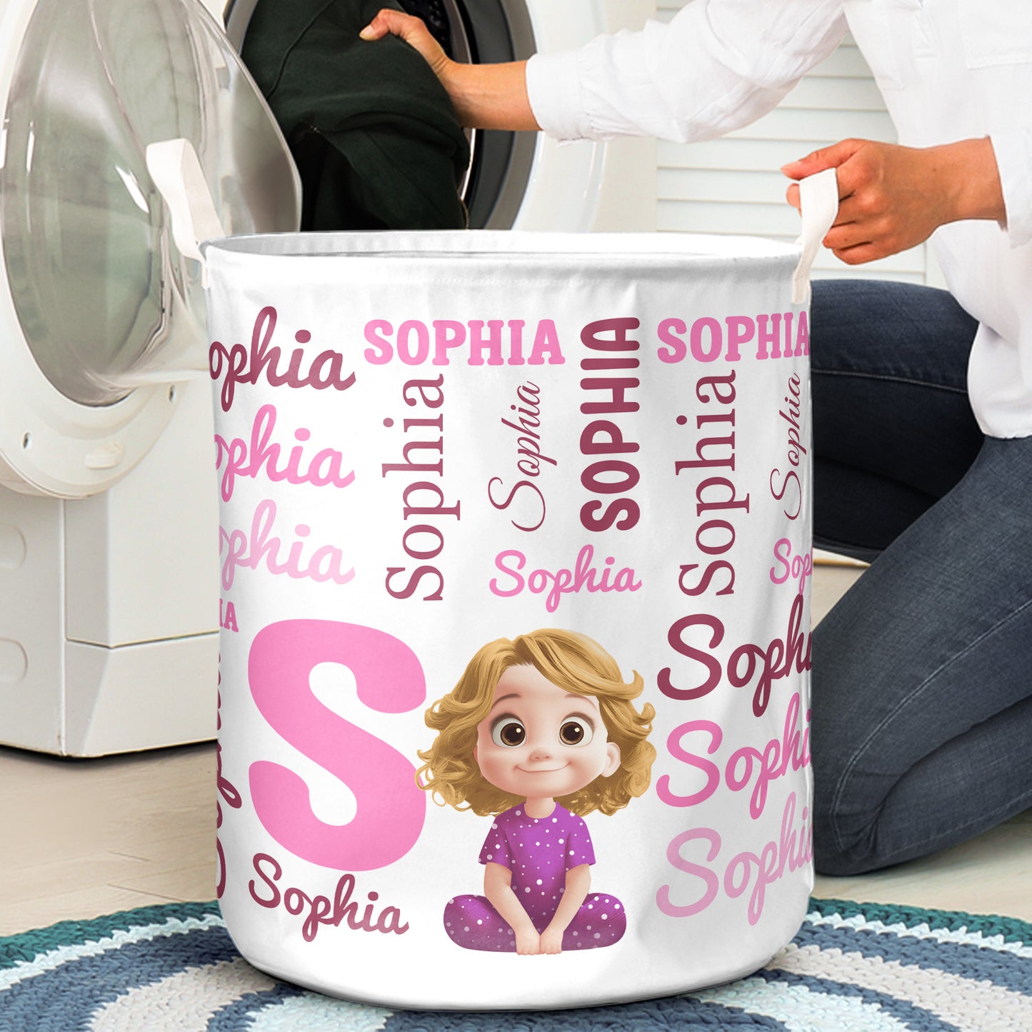 Kid Name Pattern - Personalized Laundry Storage Basket
