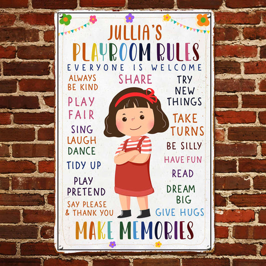 Kid Playroom Rules - Personalized Metal Sign