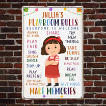 Kid Playroom Rules - Personalized Metal Sign