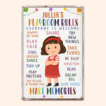 Kid Playroom Rules - Personalized Metal Sign