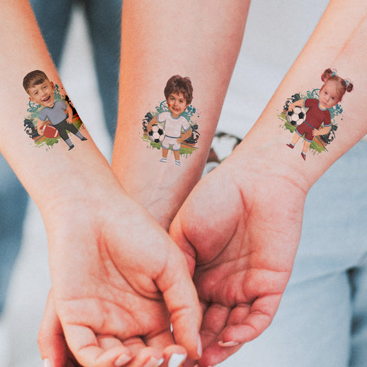 Kid Tattoo Sports Custom Face - Personalized Photo Tattoo