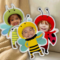 Kid Wearing Insect Costume - Personalized Photo Custom Shaped Pillow