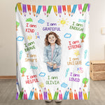Kid-Affirmations-I-Am-Kind-Smart-Loved-Watercolor-Personalized-Blanket-1