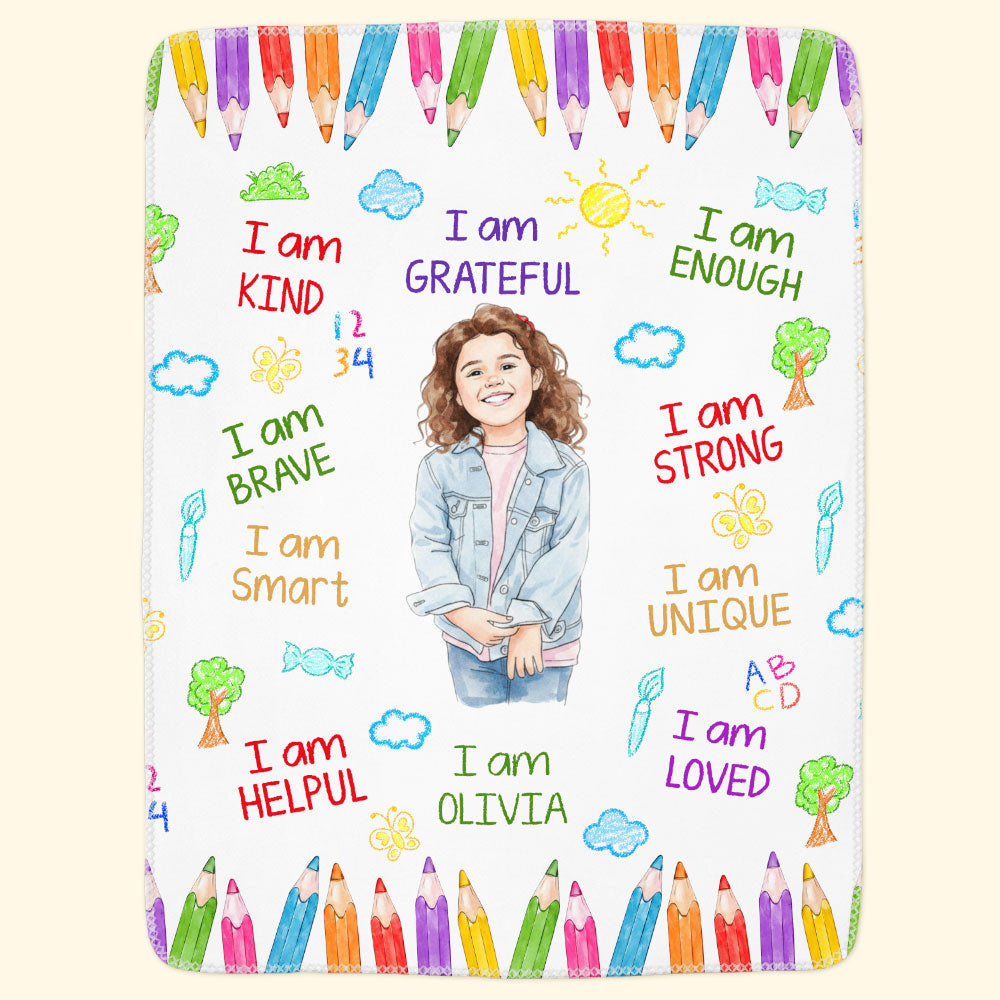 Kid-Affirmations-I-Am-Kind-Smart-Loved-Watercolor-Personalized-Blanket-3