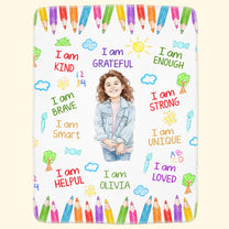 Kid-Affirmations-I-Am-Kind-Smart-Loved-Watercolor-Personalized-Blanket-3
