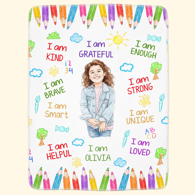 Kid-Affirmations-I-Am-Kind-Smart-Loved-Watercolor-Personalized-Blanket-3