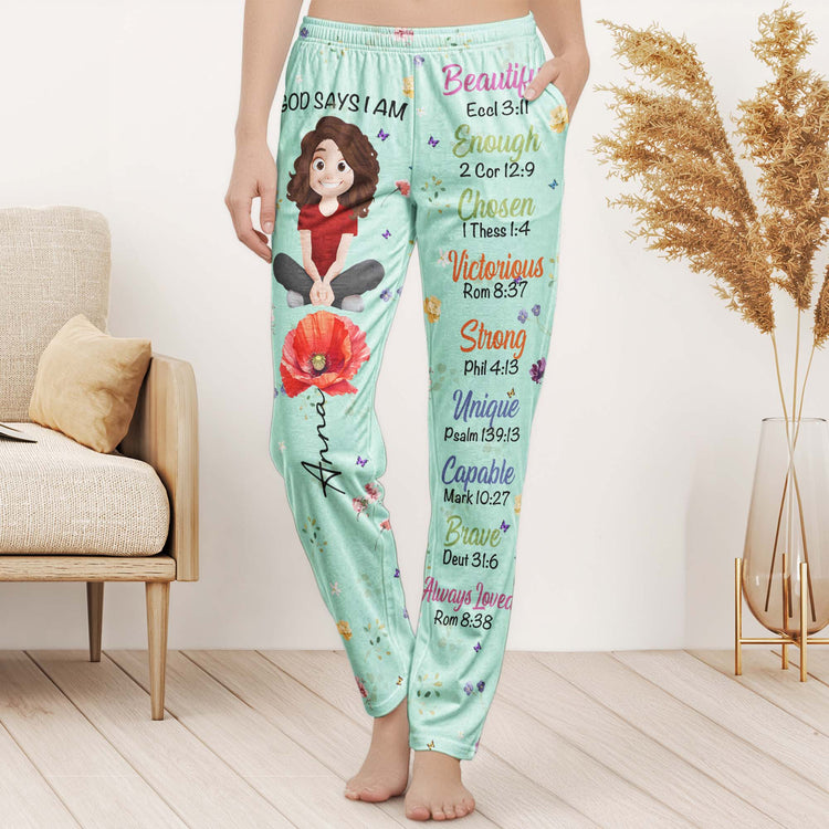 Kid-Birth-Flower-God-Says-I-Am-Personalized-Lounge-Pants-2