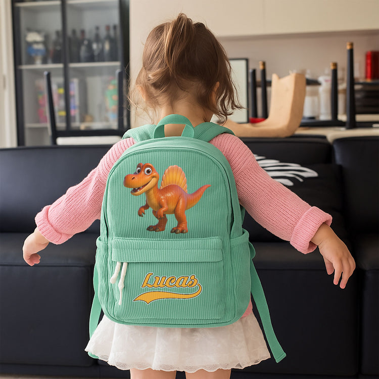 Kid-Cartoon-Dinosaurus-&-Vehicles-Personalized-Backpack-3