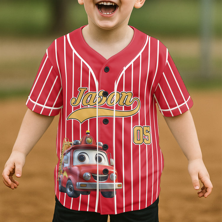 Kid-Cartoon-Dinosaurus-Vehicles--Personalized-Jersey-Shirt-1