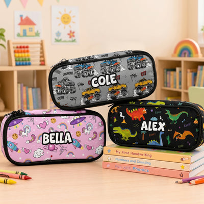 Kid Custom Pattern And Name - Personalized Pencil Case