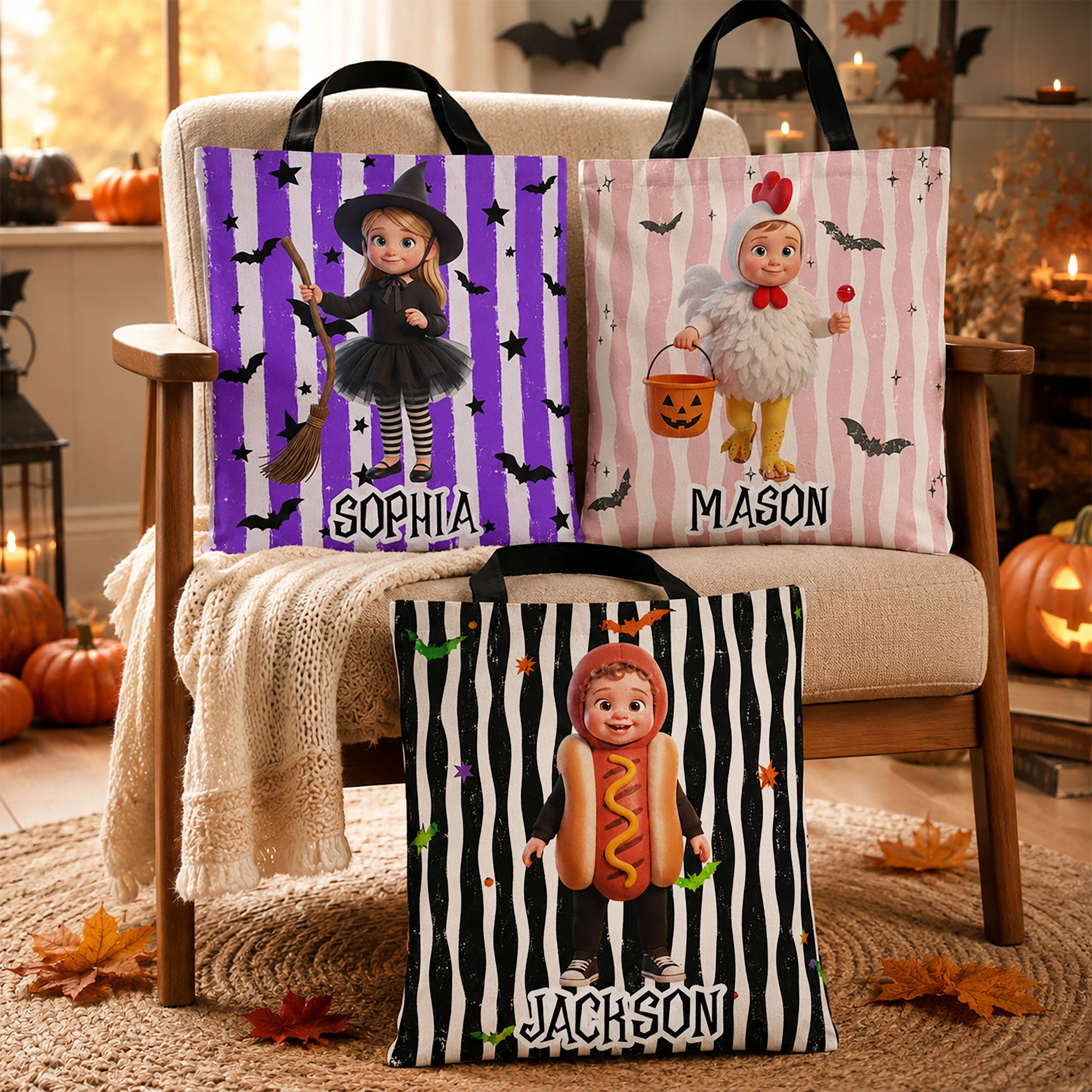 Kid-Halloween-Custom-Cartoon-Character-Trick-Or-Treat-Personalized-Tote-Bag-2